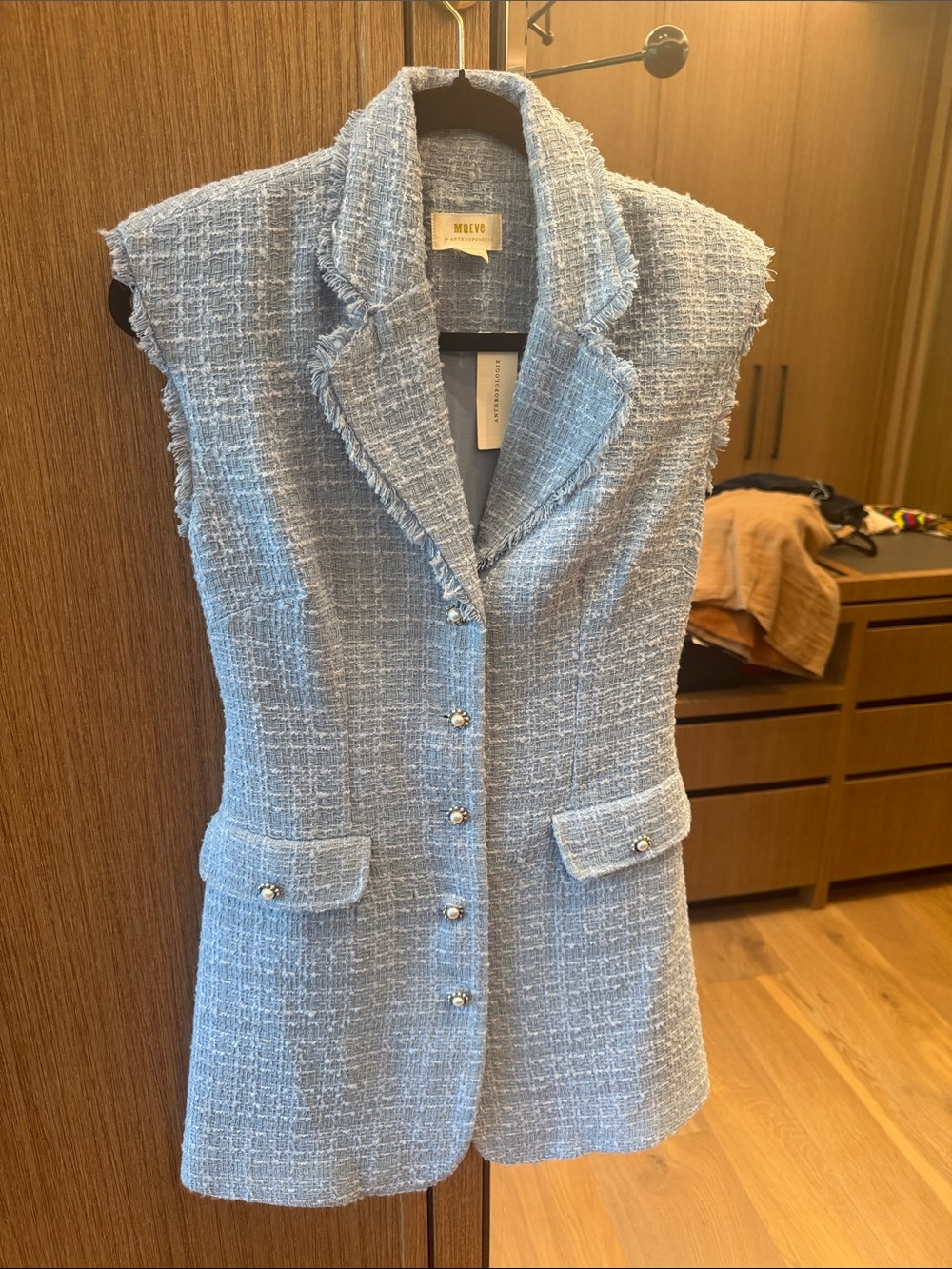 Baby Blue Tweed Dress Maeve Anthropologie